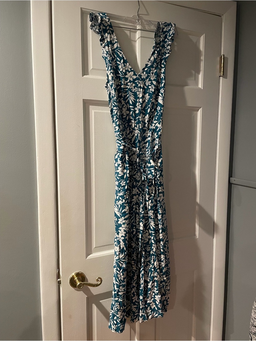 Old Navy Teal and White Floral Jumpsuit
